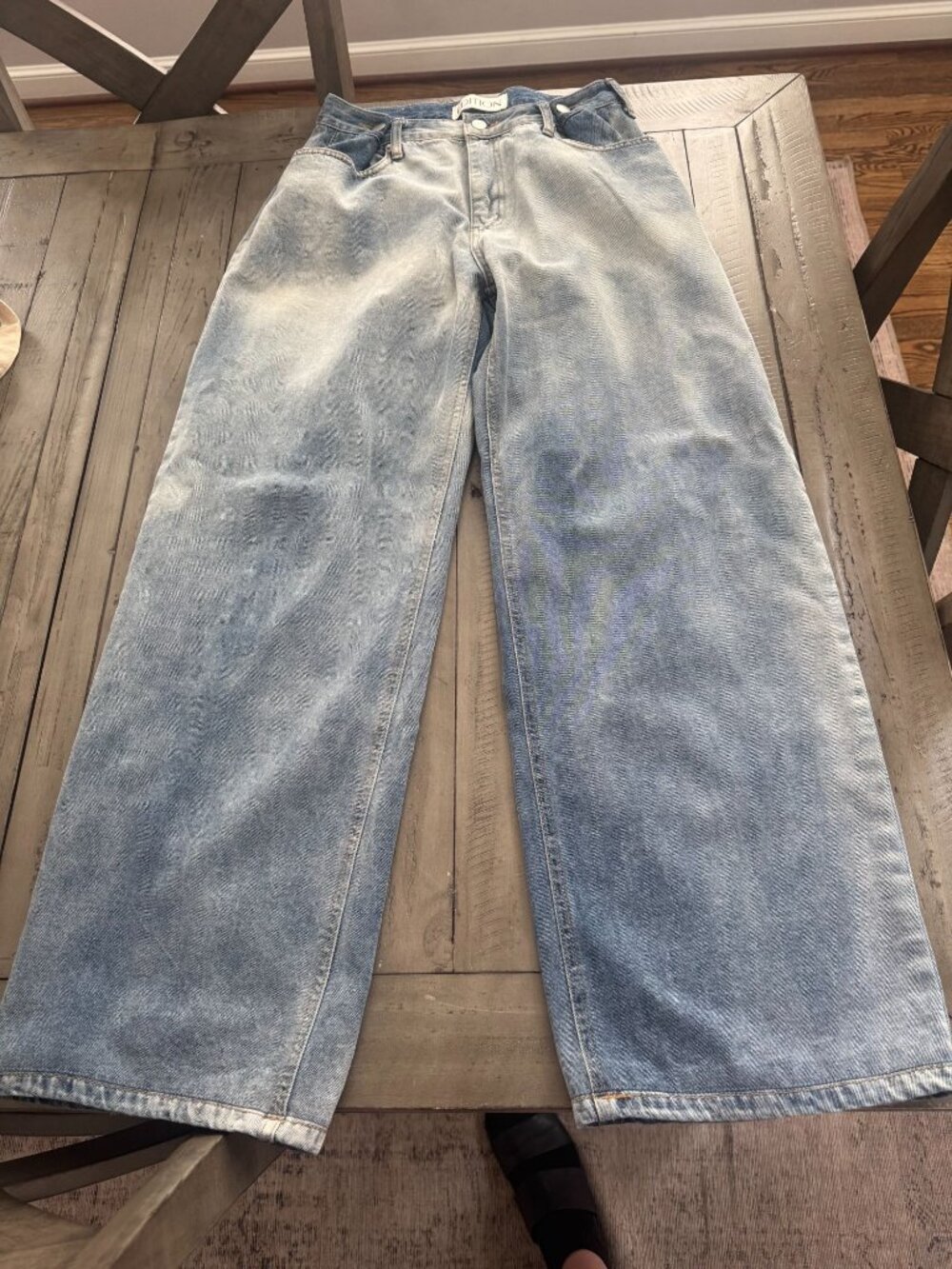 THE LABEL EDITION Denim Wide Straight Adjustable Jeans Size XS/S